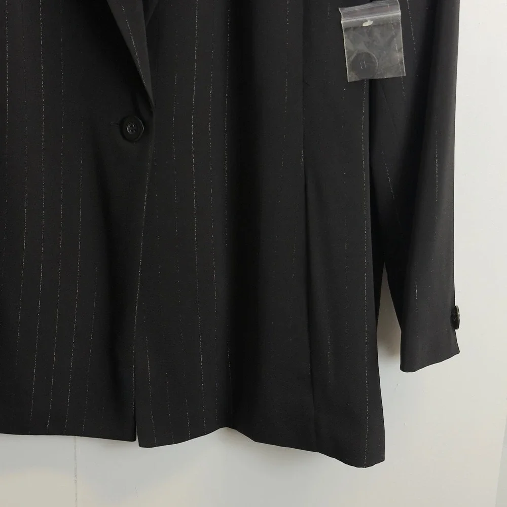 Worthington Woman Black Pinstripe Blazer Single Button Jacket Plus Size 22W